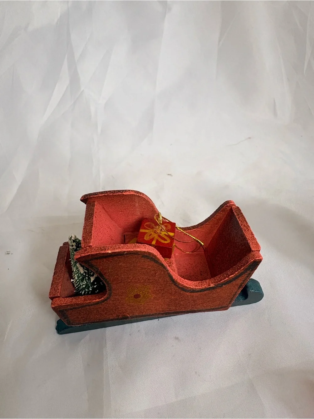 Wooden Red Decorative Kids Sled and Toys Set - Festive Holiday Play Décor